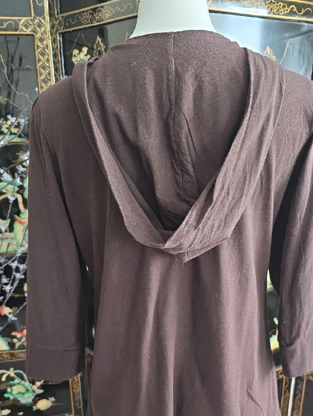 Style & Co. Brown 3/4 Sleeve Hooded Tee - Picture 5 of 9